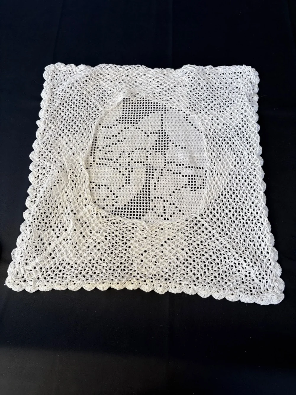 Handmade Crochet Lace Pillow Cover 18x18 Cream Cottagecore Farmhouse